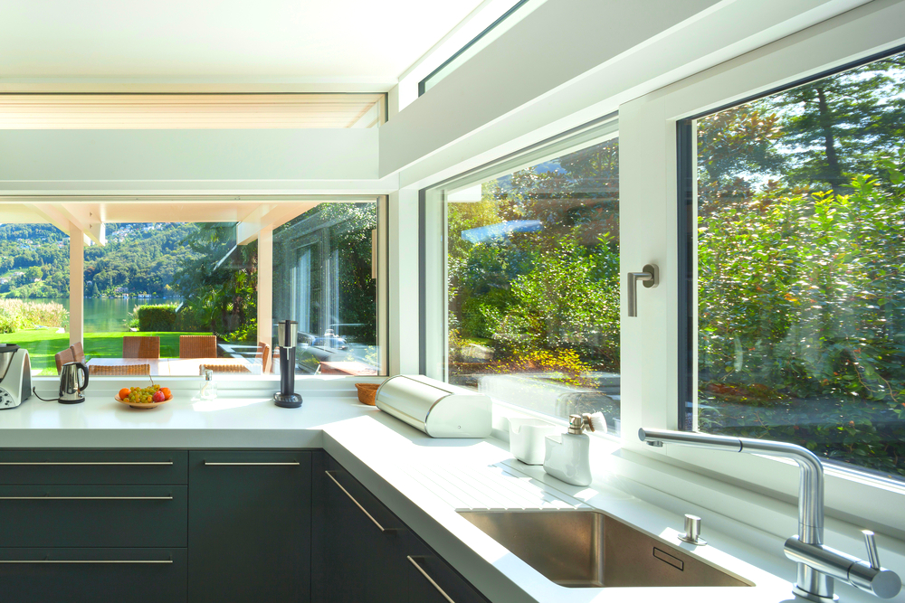 Kitchen with Modern Picture Windows