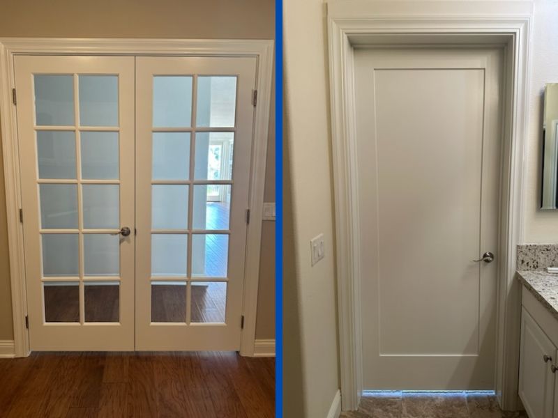 Interior Double French Door and Bathroom Door Installation in Costa Mesa, CA