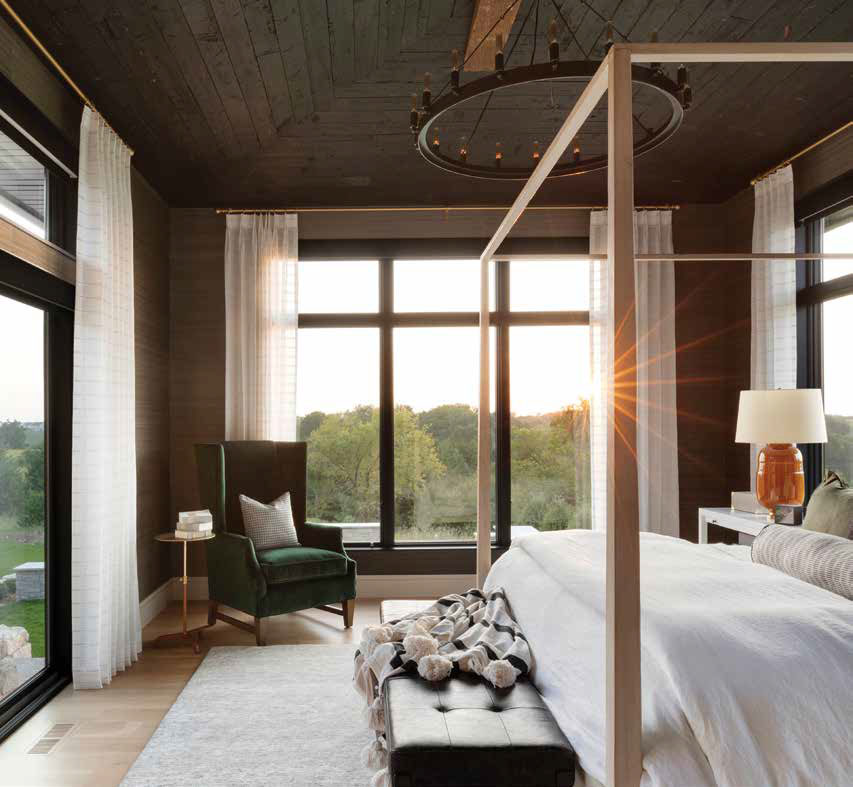 400 Series casement, picture and transom windows; 200 Series Narroline gliding patio doors; black exteriors and interiors